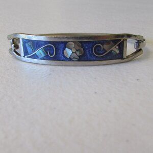 Alpaca Mexico Blue/Purplish Abalone Mother of Pearl Floral Bracelet